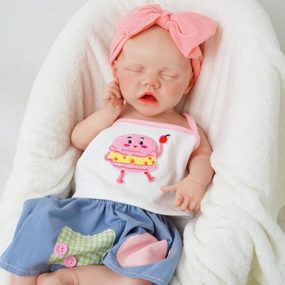 🆕17.2in Full Silicone ivory Reborn Baby Girl Lifelike Sleeping Reborn Doll - Picture 3 of 10